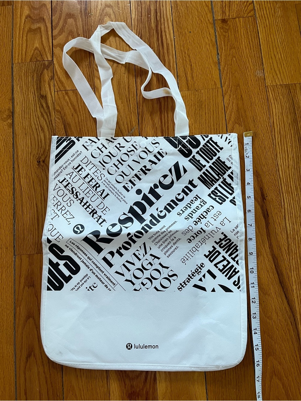 Large lululemon athletics White and Black Newspaper Print Tote